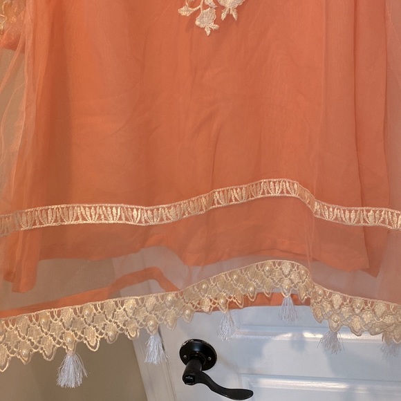 Pakistani Kurta-Peach embroidered - Picture 2 of 5
